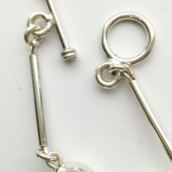 Vintage Sterling Silver ball bead necklace toggle - Picture 5 of 10